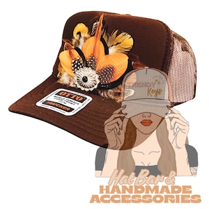 Custom Feather Trucker Hat, Fully customizable,  One of a kind