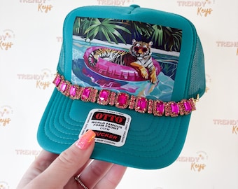 Pink Vintage Car & Cowgirl Boots w/hat charms trucker hat NWT disco_freshie_pnk_cowboy_hat.  main image 4