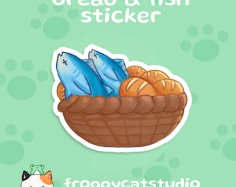 Loaves and Fish Sticker: Christian Bible Story, Matte Vinyl