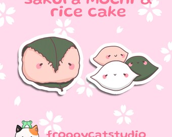 Sakura Mochi Rice Cake Sticker Set | Vinyl Decals
