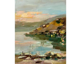 Hand-Painted Lake Tahoe Oil Painting, Impressionist Landscape California Art