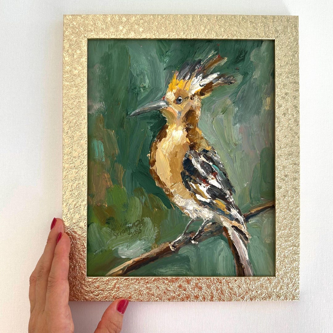 Abstract Hoopoe Hoopoe Bird Painting: Semi Abstract Animal Portrait, Framed Wall Art - Etsy
