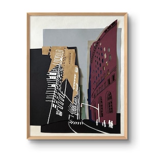 超高層ビルの壁アート 抽象的なコラージュ ニューヨーク オリジナルアート NYC 折衷的なモダンなミクストメディアの壁アート 多層抽象的なコラージュ ニューヨーク