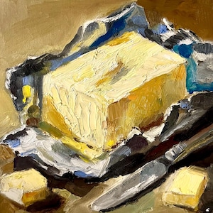Irish Butter Oil Painting: Impasto Kitchen Still Life, 8x8