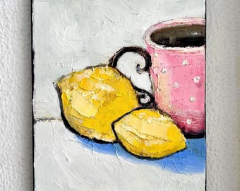 Lemon Oil Painting: Good Morning Wall Art 8x10 in,  canvas