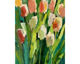 チューリップの油絵 花の絵画 花の壁アート - Etsy 日本