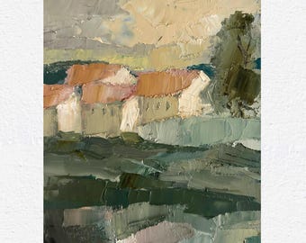 Impasto Oil Painting: Southern Mountain Village Landscape, 8x10