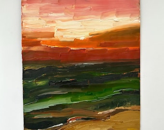 Cape Cod beach Oil Painting: Semi Abstract Seascape Art, Impasto Artwork (8x12)