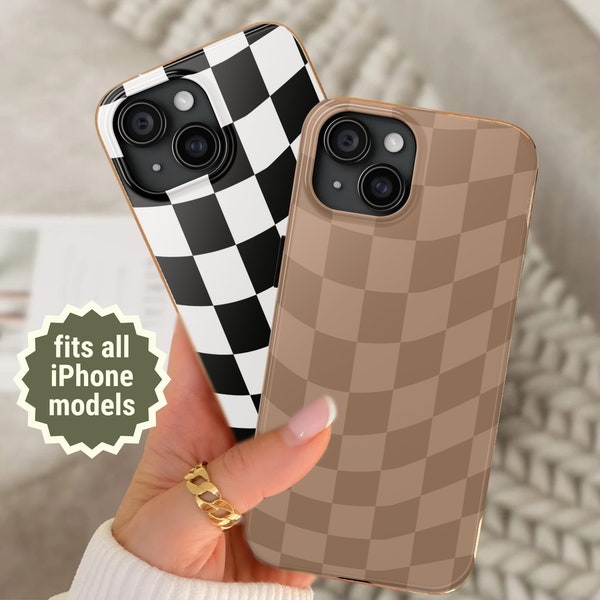 Checkered Phone Case checked iPhone asthectic phone case useful gift for her glossy phone case cool iphone case gift checks preppy mom gift