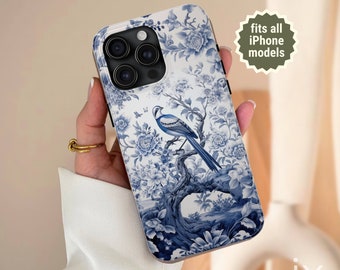 Chinoiserie phone case blue chinoiserie print iPhone asthectic phone case useful gift for her iphone 14 case iphone 15 case 14 pro max plus