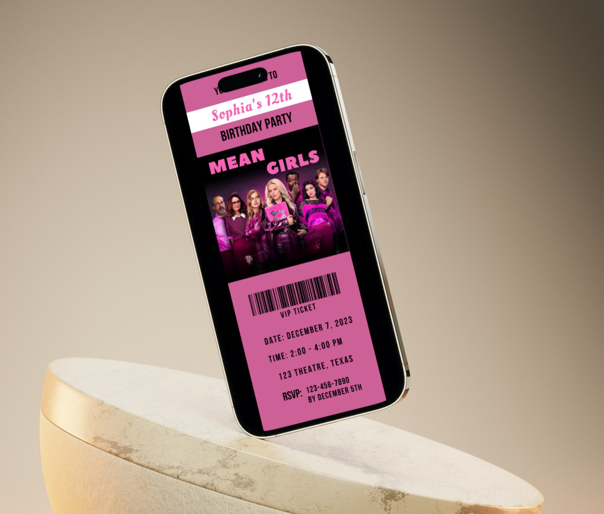 Mean Girls Movie Ticket Invitation, Mean Girls Birthday Invitation