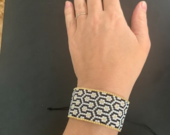 Fancy bracelet for women in adjustable Miyuki type pearl / customizable / handmade