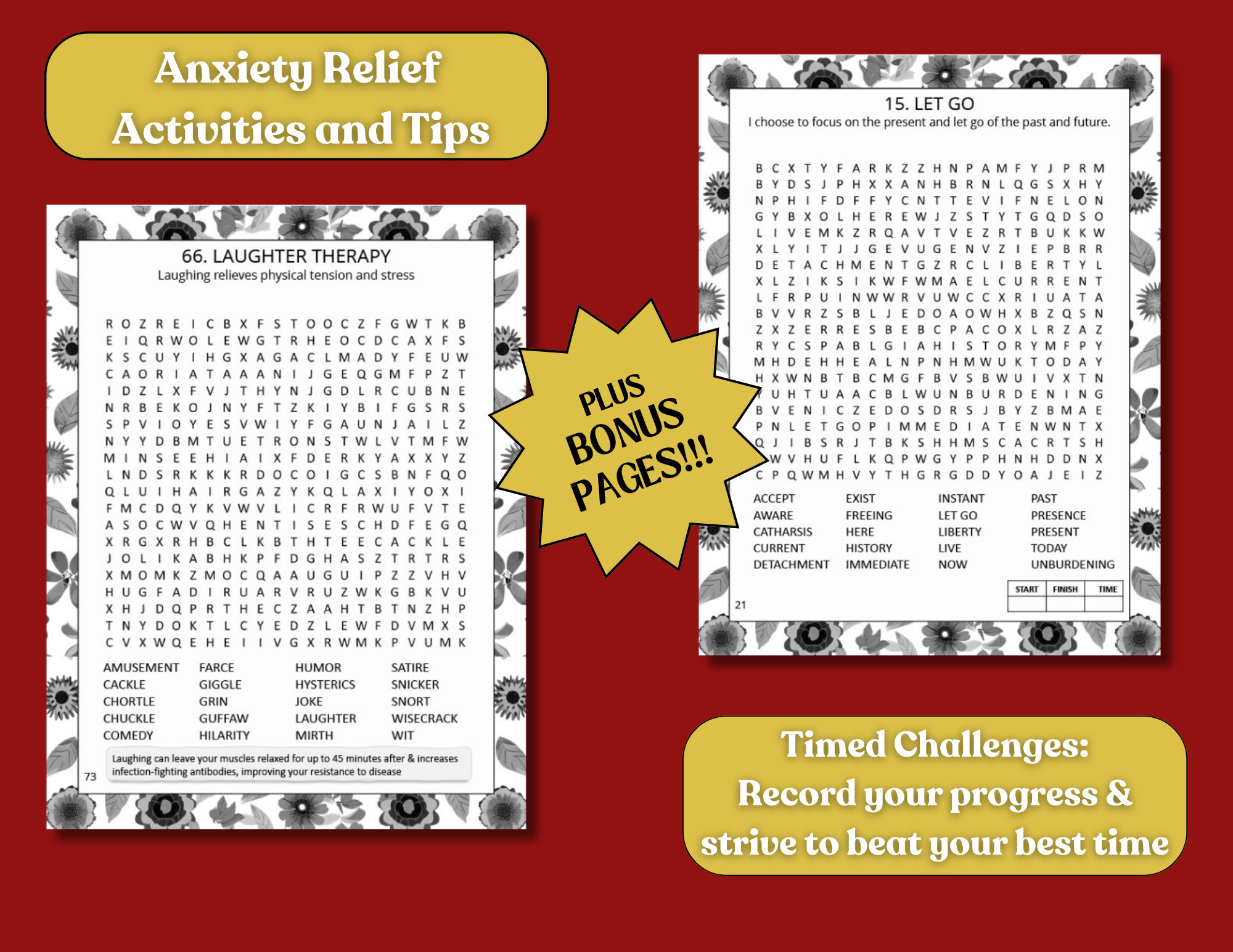 100 Anxiety Relief Word Search Printable | Word Search for Adults ...