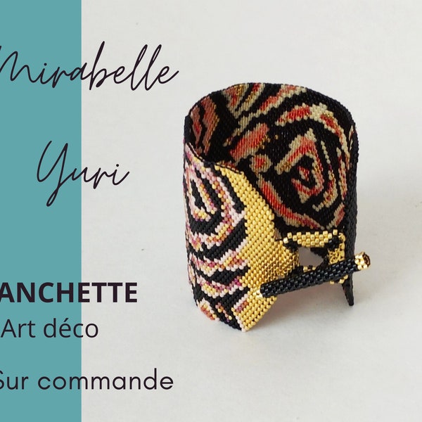 Bracelet Manchette Art Déco en perles Miyuki tissées main