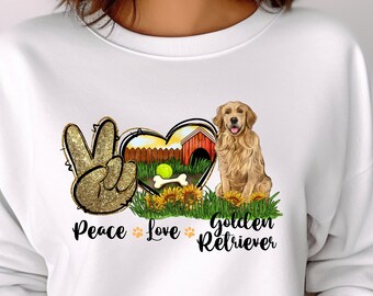 Golden Retriever Sweatshirt, Peace Love Golden Retriever Shirt, Dog Mom, Dog Dad Unisex Tshirt, Golden Mom Gift, Dog Owners Gift