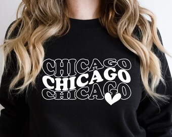 Chicago State Sweatshirt, Cute Chicago Shirt, Chicago State Gift, Heart Chicago State Sweater, Chicago Lover Tee, Gift For Men or Woman