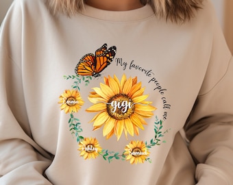 Custom Gigi Sunflower Sweatshirt, My People Shirt, Gift for Gigi, Personalized Mothers Day Gift for Grandma, Grandkids Names Hoodie