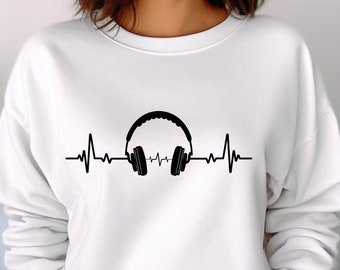 Headphone Music Lover Sweatshirt, Earphones Shirt, Music Lover Shirt,  Music Dj Sweater,  Headphones Music Art Shirt