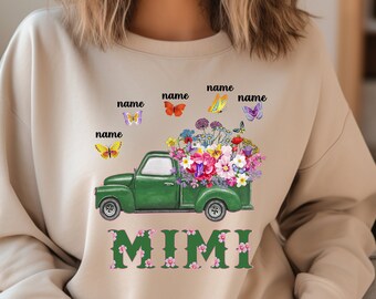 Custom Mimi Butterfly Sweatshirt, Valentines Day Gift For Mimi, Gift for Mimi, Personalized Mothers Day Gift for Mimi, Grandkids Names Shirt