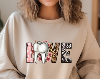 Dental Sweatshirt, Dental Love Shirt, Gift for Dental Hygeinist Sweater, Certified Dental Assistant Shirt, Dentist Shirt