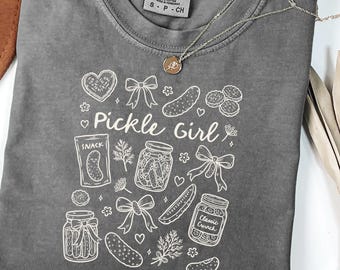 Comfort Colors® Pickle Girl Shirt, Funny Snack Lover Sweatshirt, Cute Pickle Jar Graphic Shirt, Foodie Gift Tee, Dill Pickle Lover Top