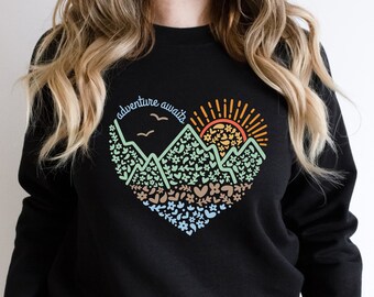 Travel Sweatshirt, Adventure Awaits Sweater, Traveler T Shirt, Adventure Trip T Shirt, Airplane World Map Tee, Holiday Hoodie