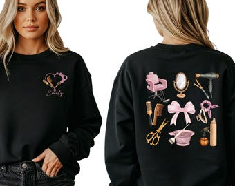 Personalized Hair Stylist Shirt, Custom Name Salon Work Tee, Cute Hairstylist Tools Shirt, Cosmetology Student Gift, Hairdresser Graphic
