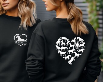 Custom Horse Sweatshirt, Horse Lover Gift, Horse Girl Shirt, Cute Horse Tshirt, Horse Mom Sweater, Personalized Horse Gift, Horse Rider Gift