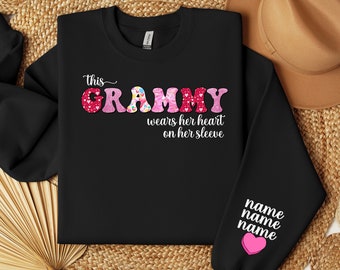 Custom Grammy Sweatshirt, Personalized Grammy Grandkids Name on Sleeve Sweater , Mothers Day Gift, Valentines Day Gift, Gift Grammy Hoodie