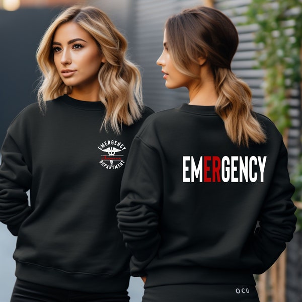 Custom ER Sweatshirt, Emergency Department Shirt, ER Sweater, Personalized ER Nurse Hoodie, Emergency Room Tech Gift, Er Nurse Valentine's