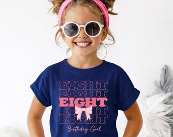 4th,5th,6th,7th,8th Birthday Girl Shirt, Custom Birthday Party Tee, Retro Pink Birthday Girl Shirt, Age 8 Outfit