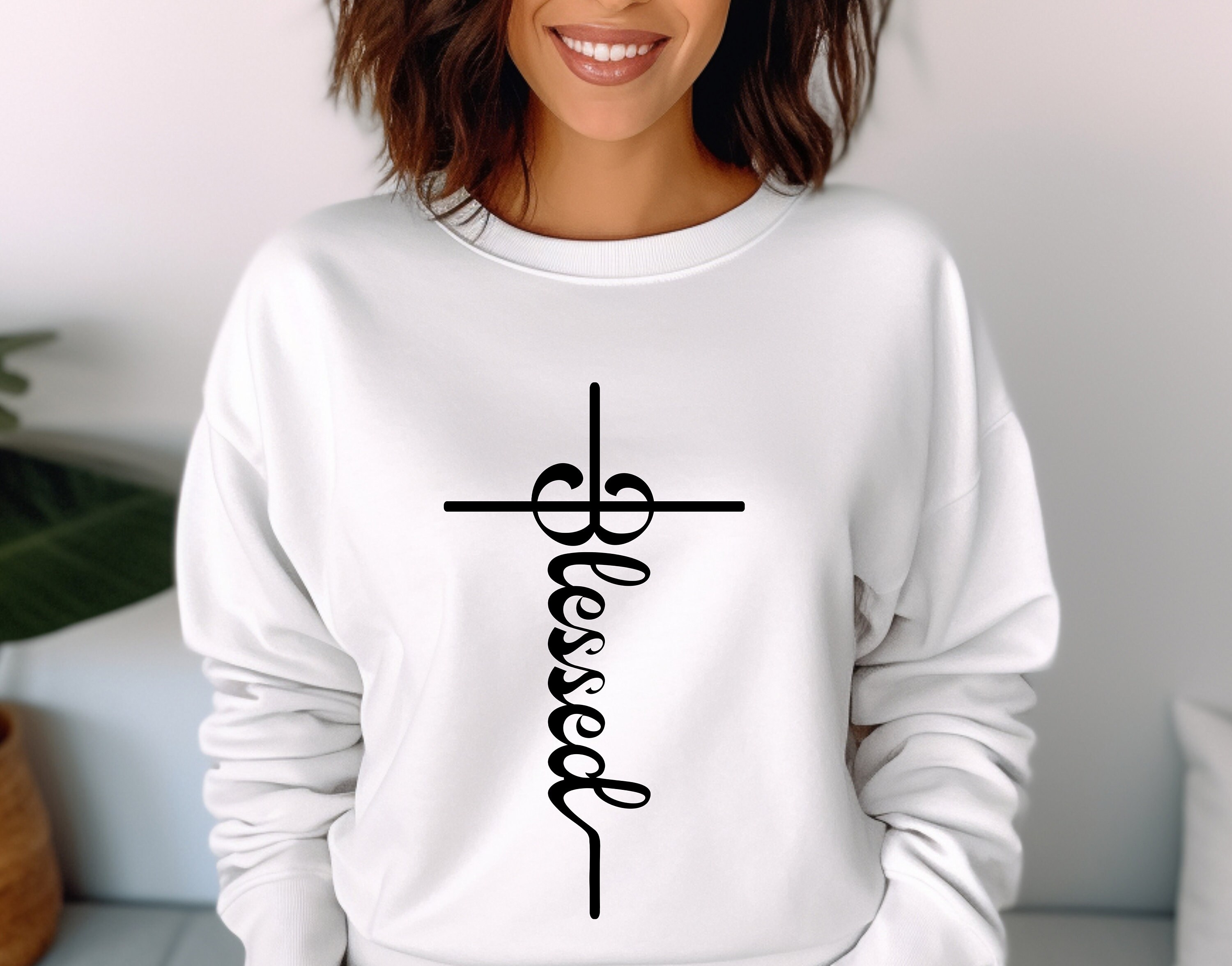 Blessed Christian Sweatshirt, Faith Shirt, Jesus Cross Sweater ...