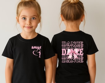 Custom Dance Girl Shirt, Dance Tee, Pink Bow Dancer Recital Outfit Gift for Kids, Kids dance tee ,ballet shirt kids