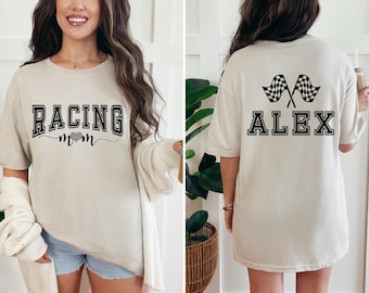 Personalized Racing Mom Shirt, Custom Racing Mama Sweatshirt, Checkered Flag tee, Motocross Pit Crew Tee, Mother's Day Gift for Race Mom