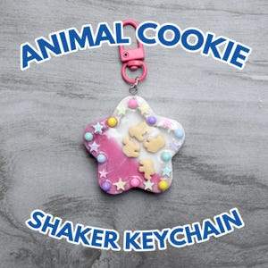 Handmade Shaker Keychain | Animal cookie inspired resin shaker accessory