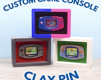 Custom Handpainted Game Console Pin |  Clay Pins | One-of-a-kind 2000s gaming pins, any color and game on screen!