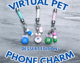 Handmade Virtual Pet Phone Charm | Dessert style | Nostalgic resin charm accessory
