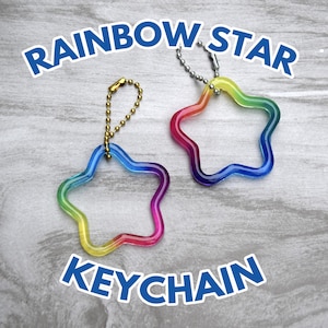 Handmade Rainbow Star Keychain | 2000s style resin keychain