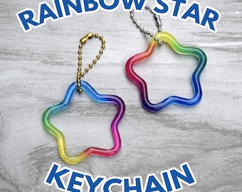 Handmade Rainbow Star Keychain | 2000s style resin keychain