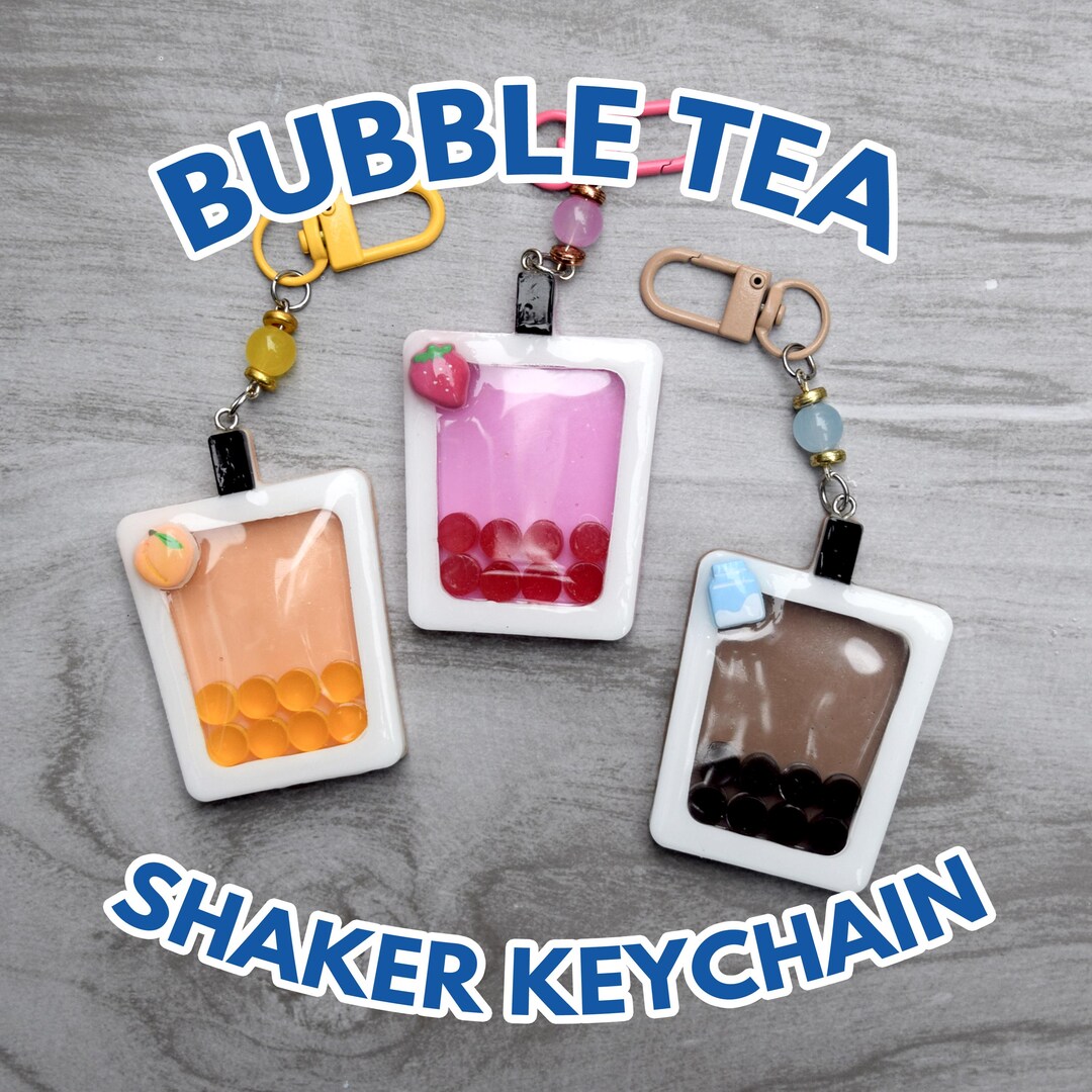 Boba Accessory Handmade Shaker Keychain | Boba, Bubble Tea Inspired Resin Shaker ...