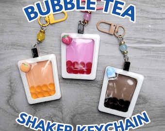 Handmade Shaker Keychain | Boba, bubble tea inspired resin shaker accessory