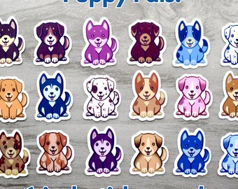 Puppy Pals 1-inch Vinyl Sticker Pack | Includes 18 stickers
