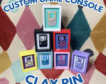 Custom Handpainted Original Gameboy Pin |  Clay Pins | One-of-a-kind  Gameboy 1989 pins, any color and game on screen!