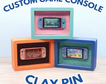 Custom Handpainted Game Console Pin | Clay Pins | One-of-a-kind horizontal style gaming pins, any color and game on screen!