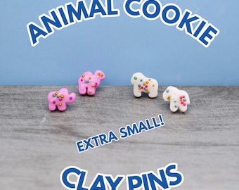 Handmade Tiny Animal Cookie Pin Set | Clay Pins