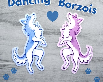 Dancing Borzois 3-inch Vinyl Stickers