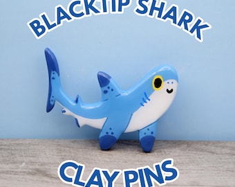 Handmade Blacktip Shark Pins | Clay Pins