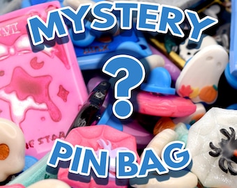 HALLOWEEN THEMED Mystery Pin Bags! | Handmade Clay Pins | 5 random gacha pins per bag!