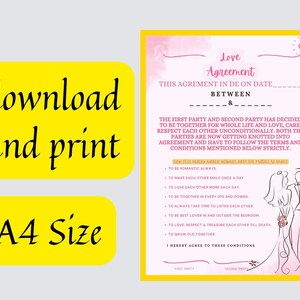Printable Love Contract Digital Relationship Contract - Etsy