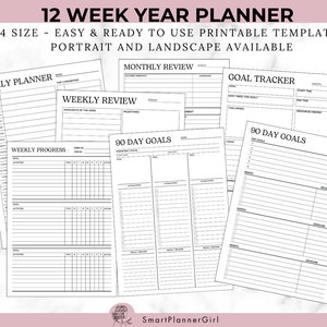 12 Week Year Planner Printable A4 PDF, 12 Week Template, 90 Day Goal Planner, Quarterly Goal Setting, To Do List, Goal Tracker, Work Planner